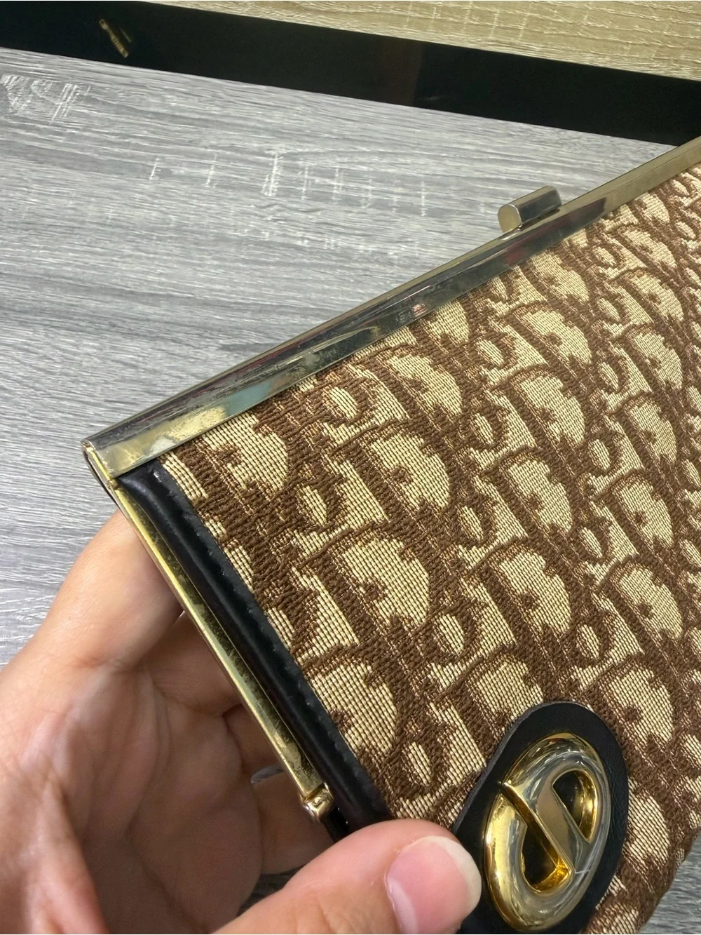 Dior Trotter Vintage Clutch in Brown